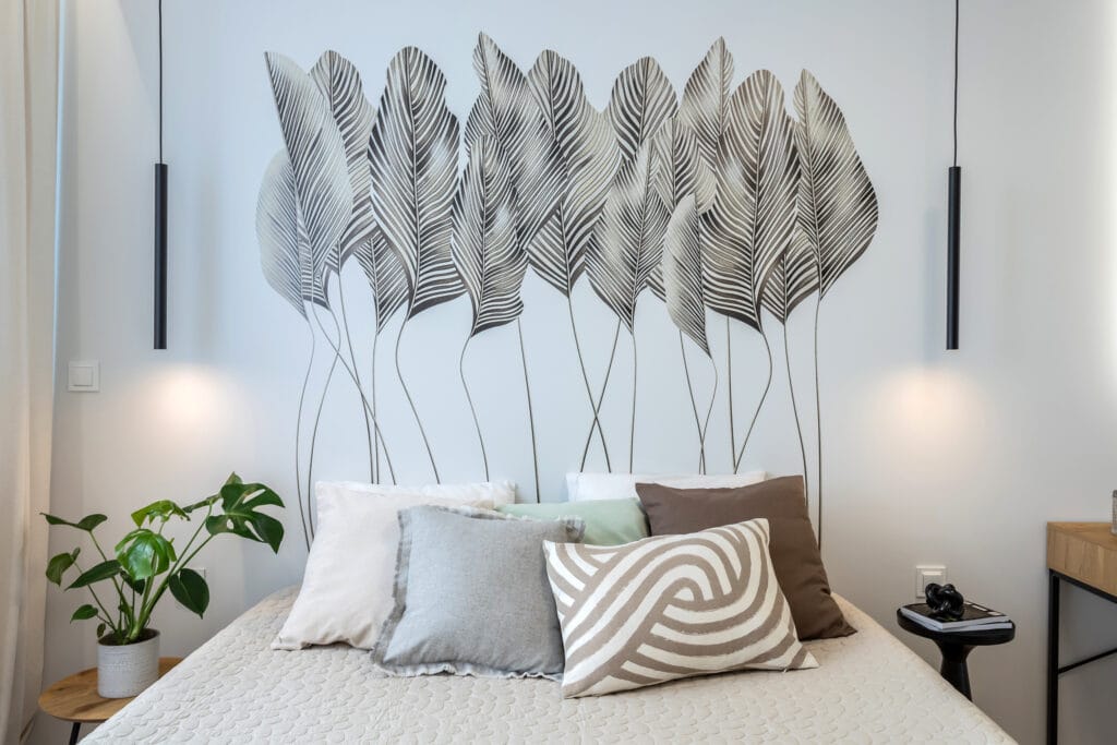 Minimalistyczny druk ścienny inspirowany naturą – nowoczesna forma biophilic design.